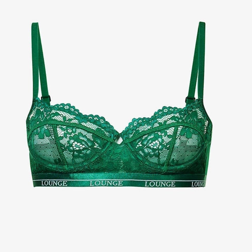 LOUNGE UNDERWEAR Blossom Floral-Embroidered Stretch-Lace Bra Size 34B